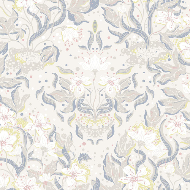 A-Street Prints Lisa Bone Floral Damask Wallpaper