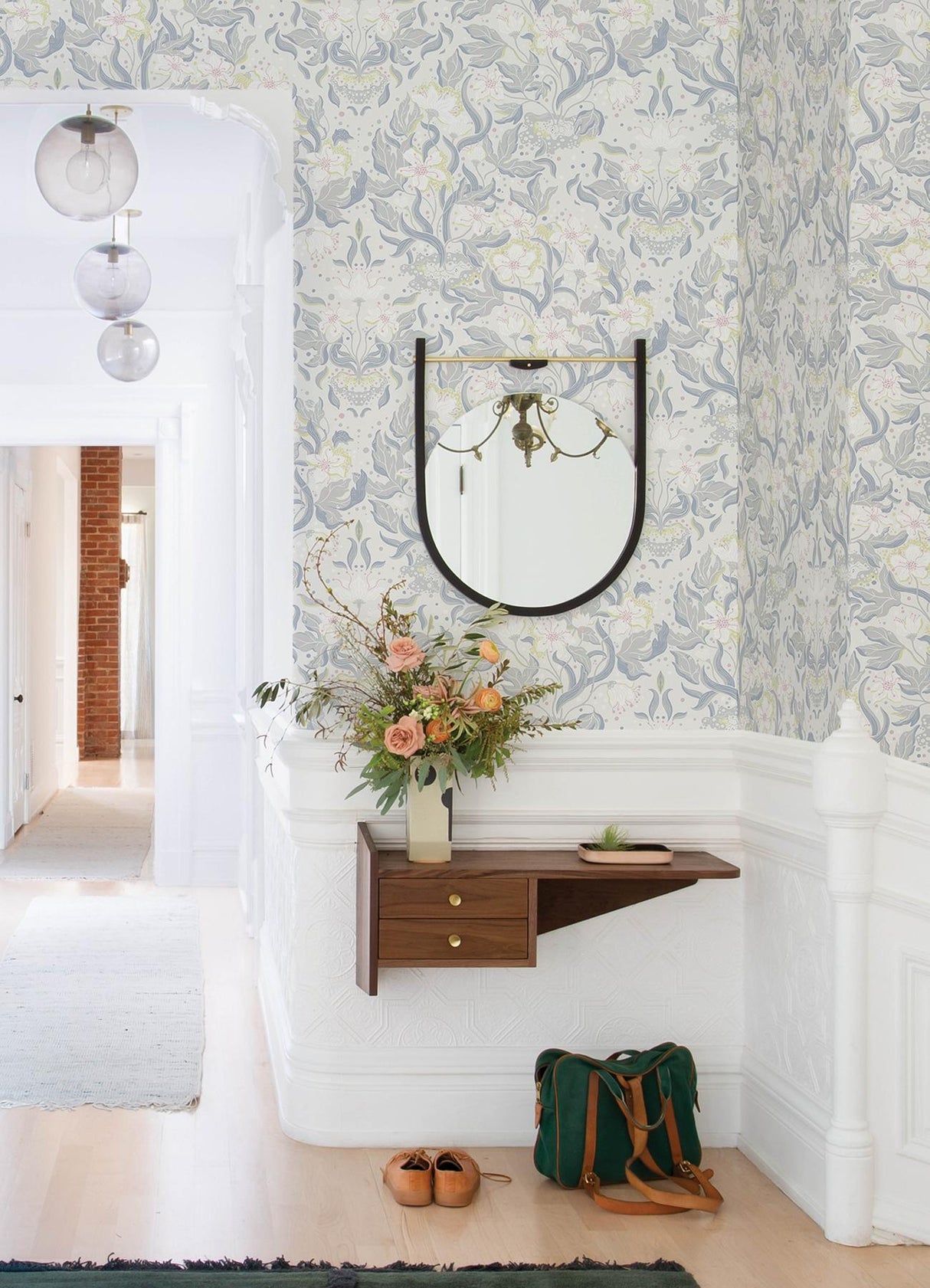 A-Street Prints Lisa Bone Floral Damask Wallpaper