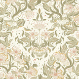 A-Street Prints Lisa Olive Floral Damask Wallpaper