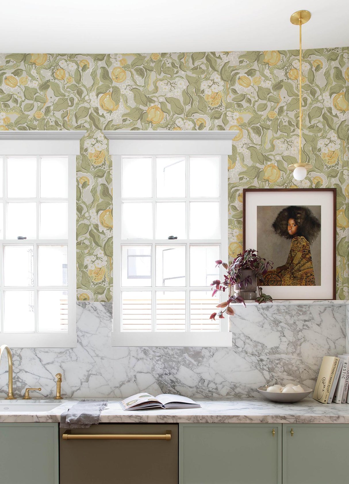 A-Street Prints Kort Sage Fruit and Floral Wallpaper