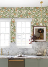 A-Street Prints Kort Green Fruit and Floral Wallpaper
