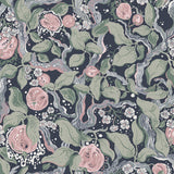 A-Street Prints Kort Dark Blue Fruit and Floral Wallpaper