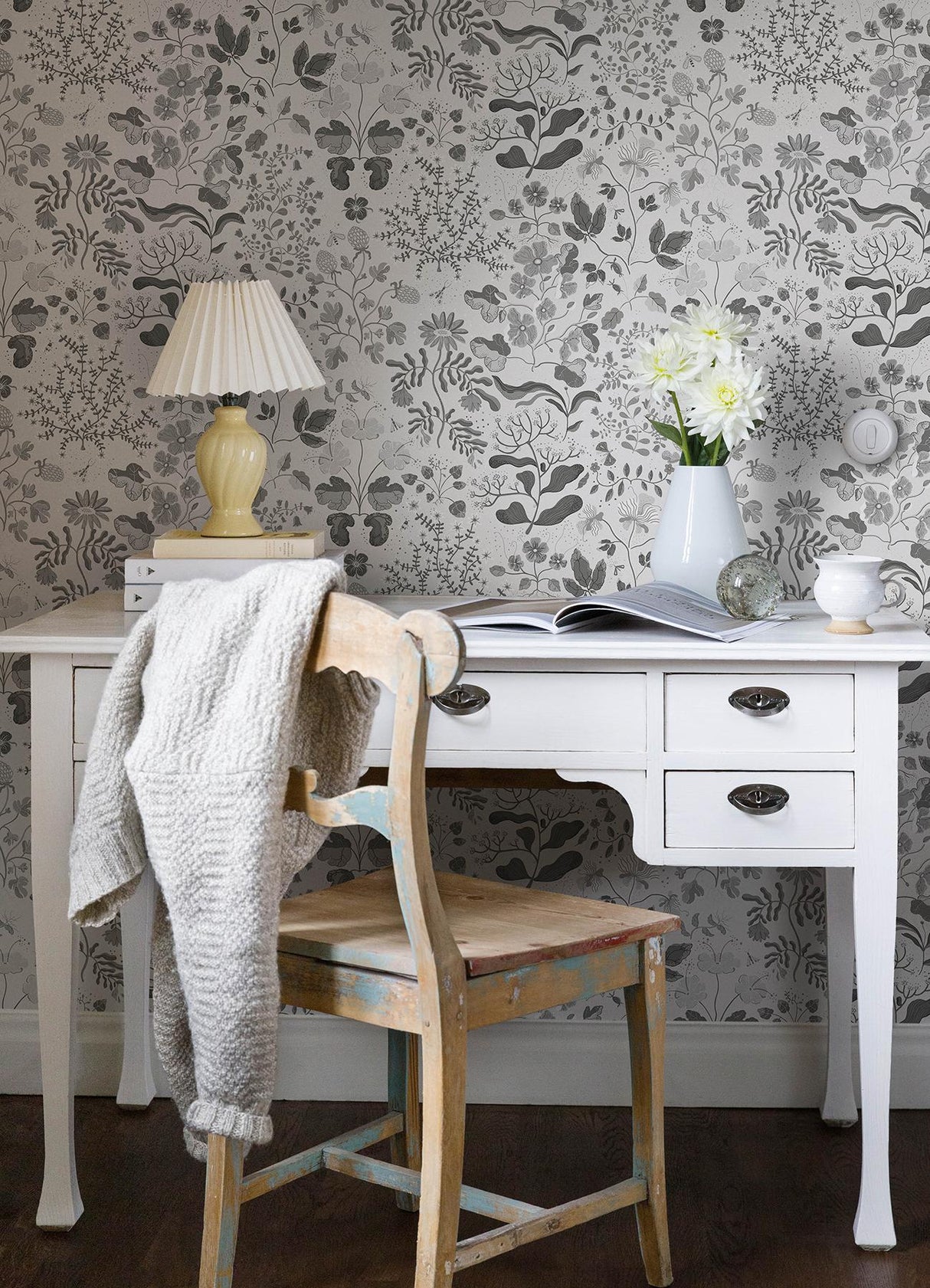 A-Street Prints Groh Grey Floral Wallpaper