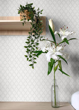 A-Street Prints Trevor White Leaf Trellis Wallpaper