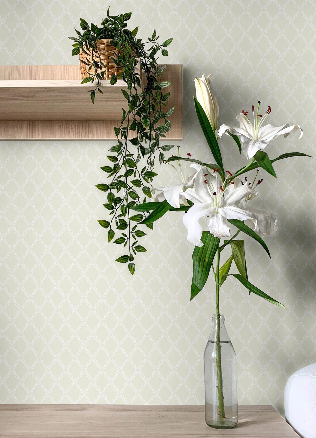 A-Street Prints Trevor Khaki Leaf Trellis Wallpaper
