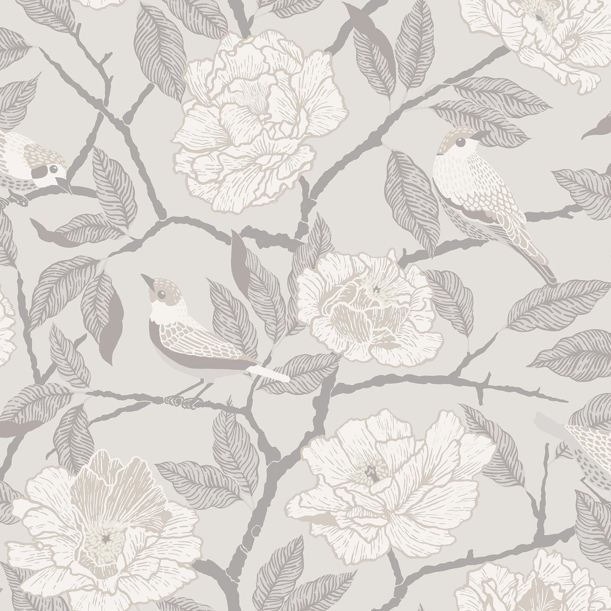 A-Street Prints Bernadina Grey Rosebush Wallpaper