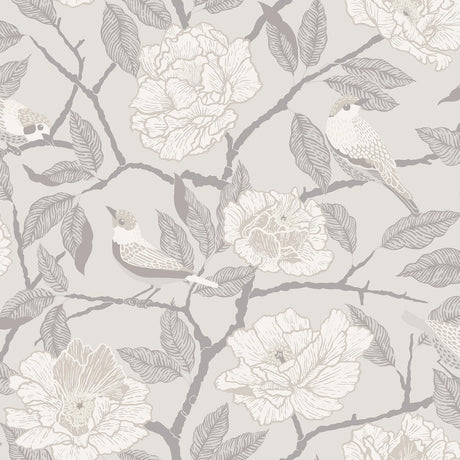 A-Street Prints Bernadina Grey Rosebush Wallpaper