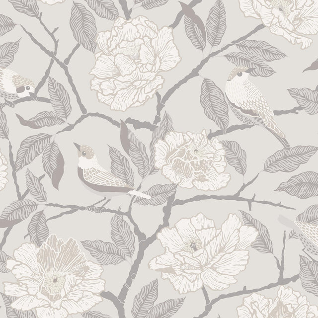 A-Street Prints Bernadina Grey Rosebush Wallpaper