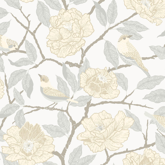 A-Street Prints Bernadina Light Yellow Rosebush Wallpaper