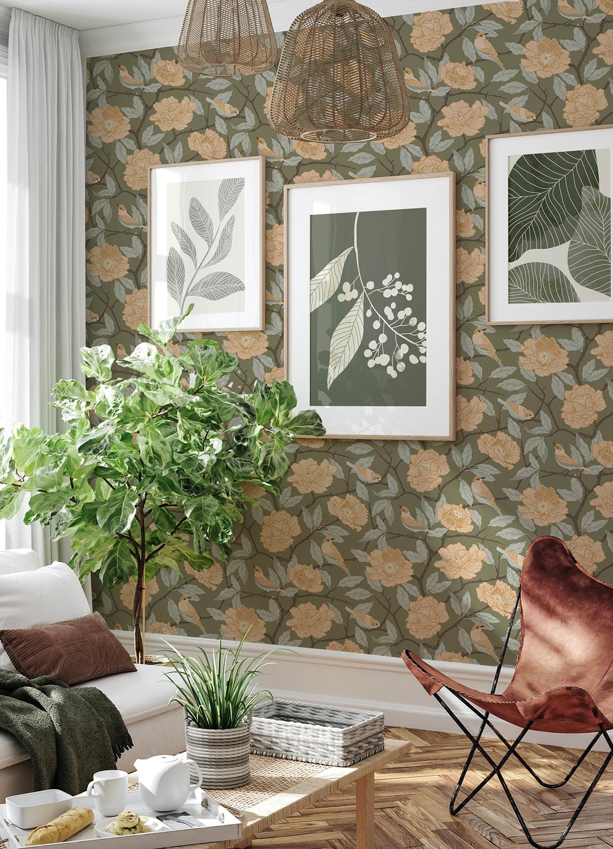 A-Street Prints Bernadina Moss Rosebush Wallpaper