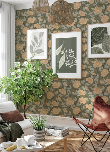 A-Street Prints Bernadina Moss Rosebush Wallpaper