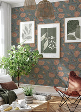 A-Street Prints Bernadina Blue Rosebush Wallpaper