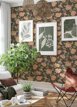 A-Street Prints Bernadina Black Rosebush Wallpaper