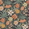 A-Street Prints Cecilia Black Tulip And Daffodil Wallpaper