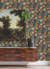 A-Street Prints Cecilia Black Tulip and Daffodil Wallpaper