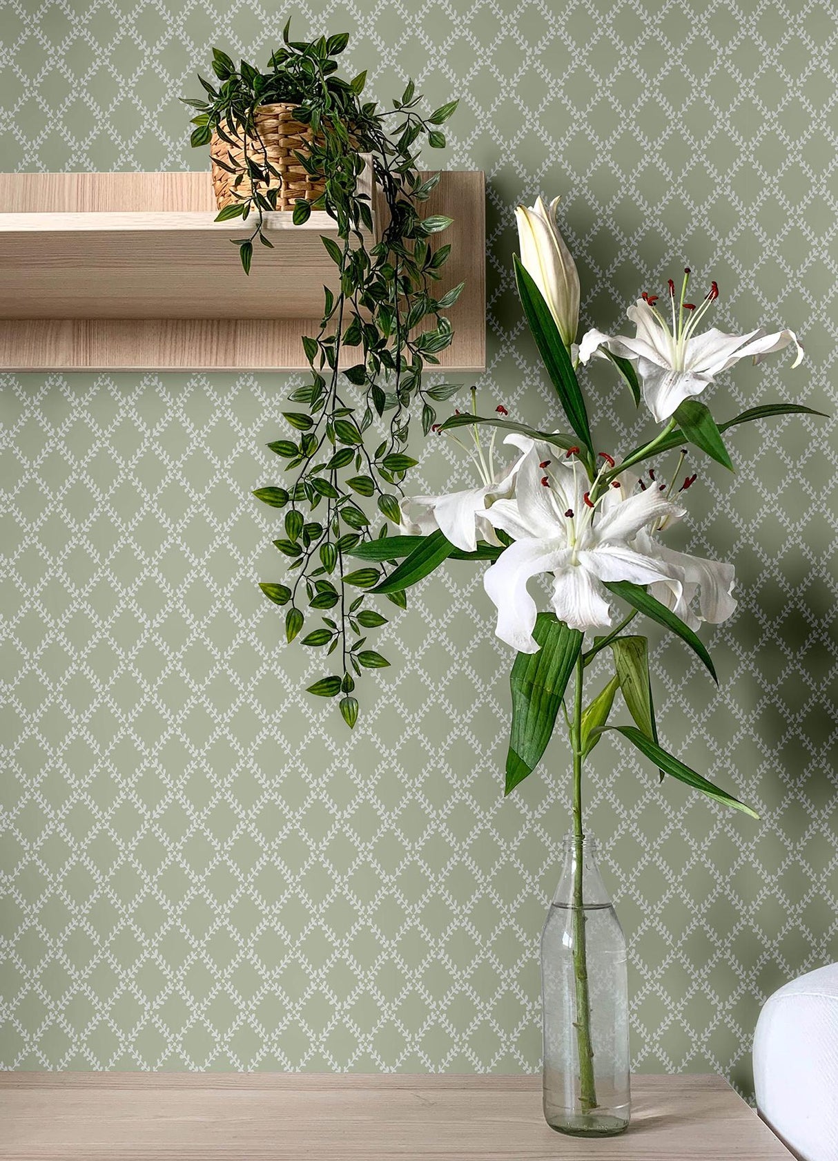 A-Street Prints Trevor Moss Leaf Trellis Wallpaper