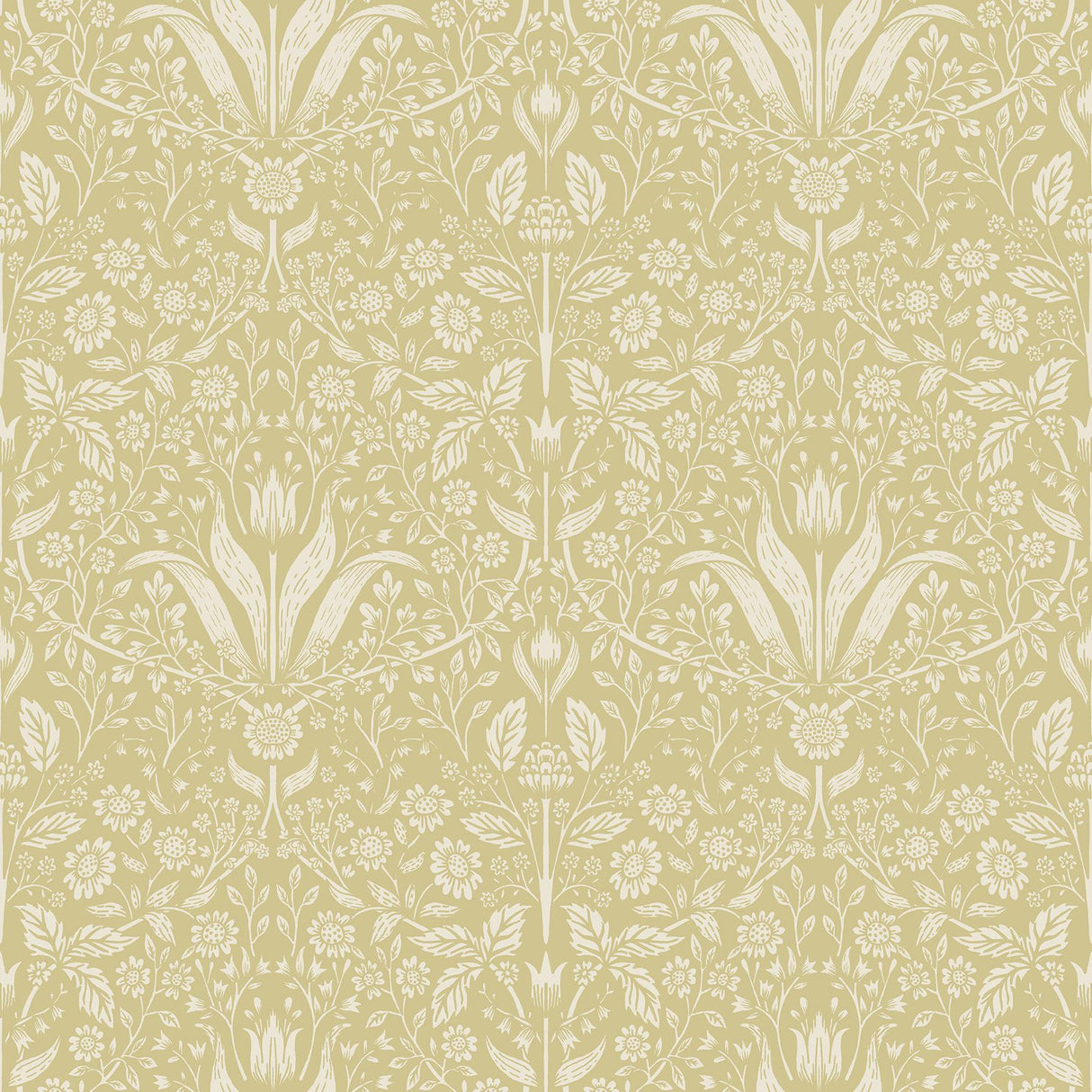 A-Street Prints Mara Yellow Tulip Ogee Wallpaper