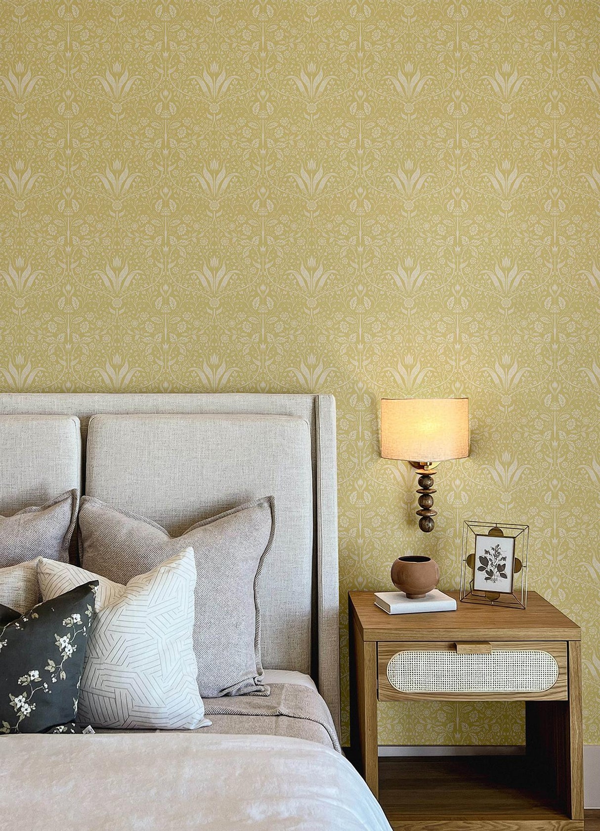 A-Street Prints Mara Yellow Tulip Ogee Wallpaper