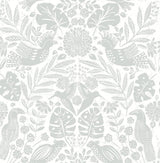 A-Street Prints Nestle Light Grey Bird Block Print Wallpaper