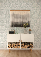 A-Street Prints Nestle Light Grey Bird Block Print Wallpaper