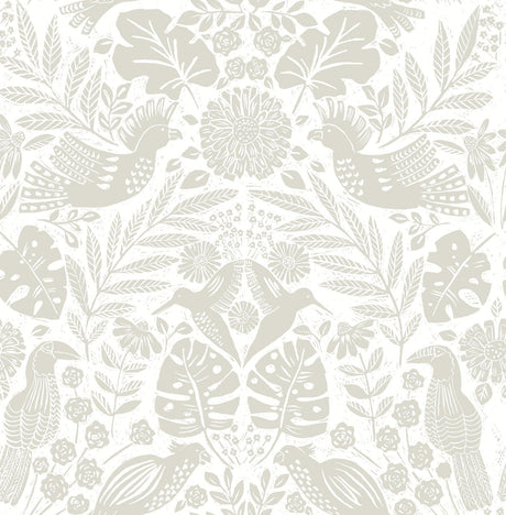 A-Street Prints Nestle Dove Bird Block Print Wallpaper