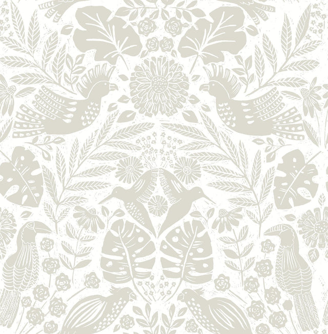A-Street Prints Nestle Dove Bird Block Print Wallpaper