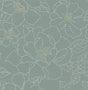 A-Street Prints Gardena Sea Green Embroidered Floral Wallpaper
