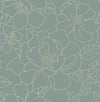 A-Street Prints Gardena Sea Green Embroidered Floral Wallpaper