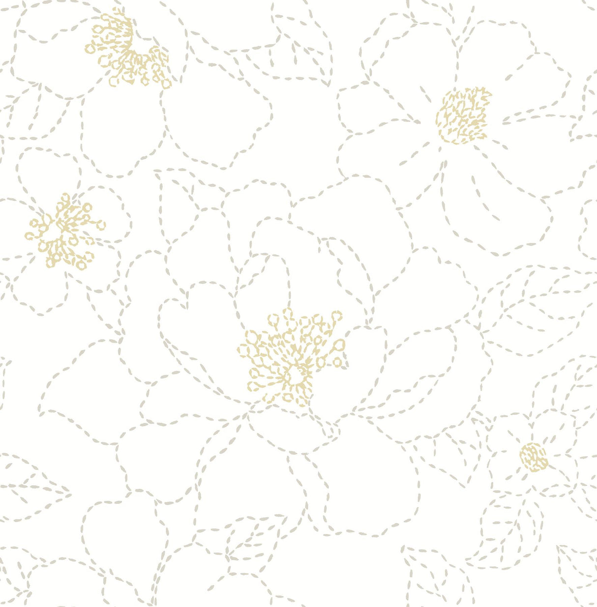 A-Street Prints Gardena White Embroidered Floral Wallpaper