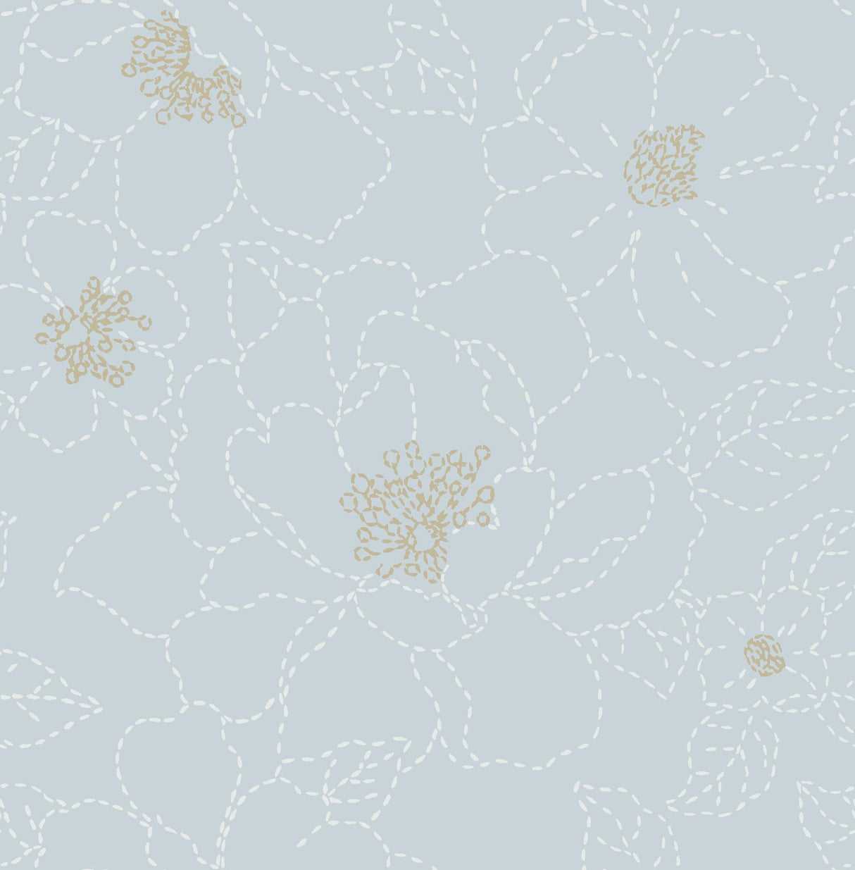 A-Street Prints Gardena Sky Blue Embroidered Floral Wallpaper