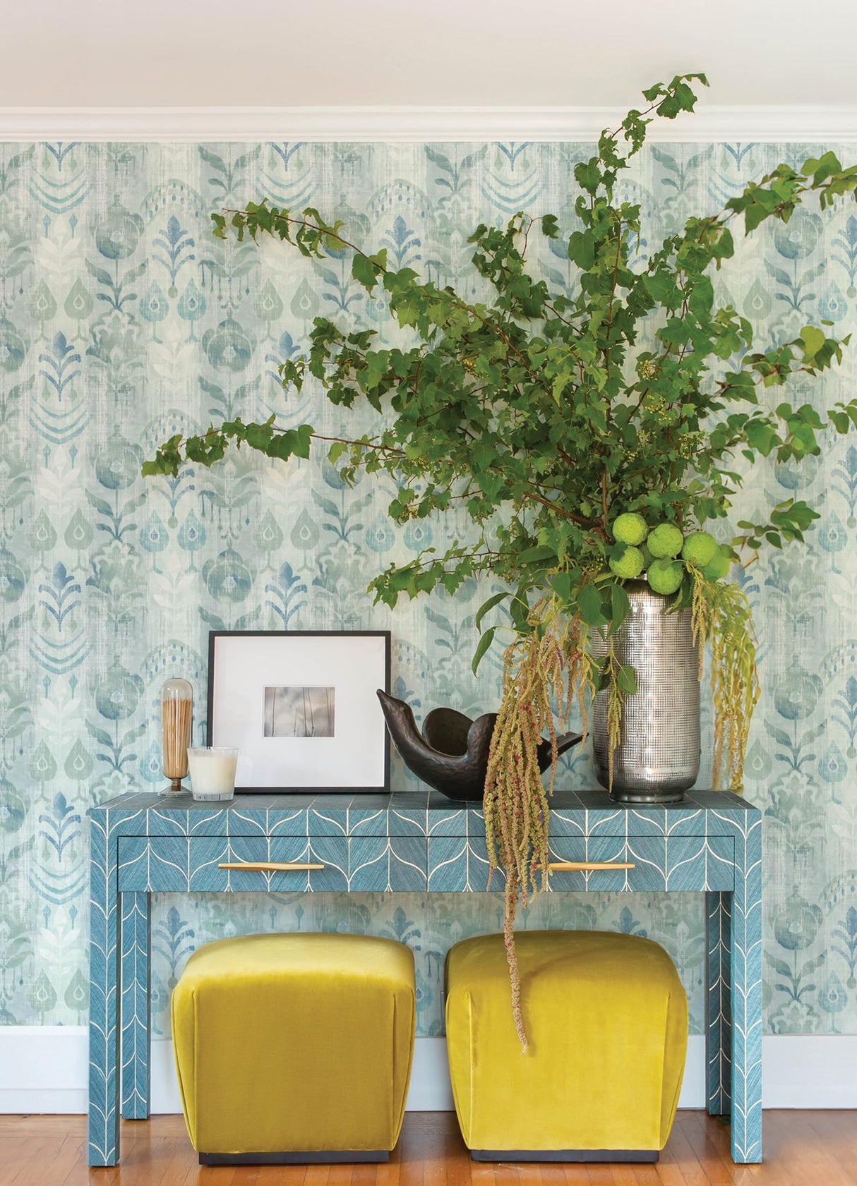A-Street Prints Pavord Green Floral Shibori Wallpaper