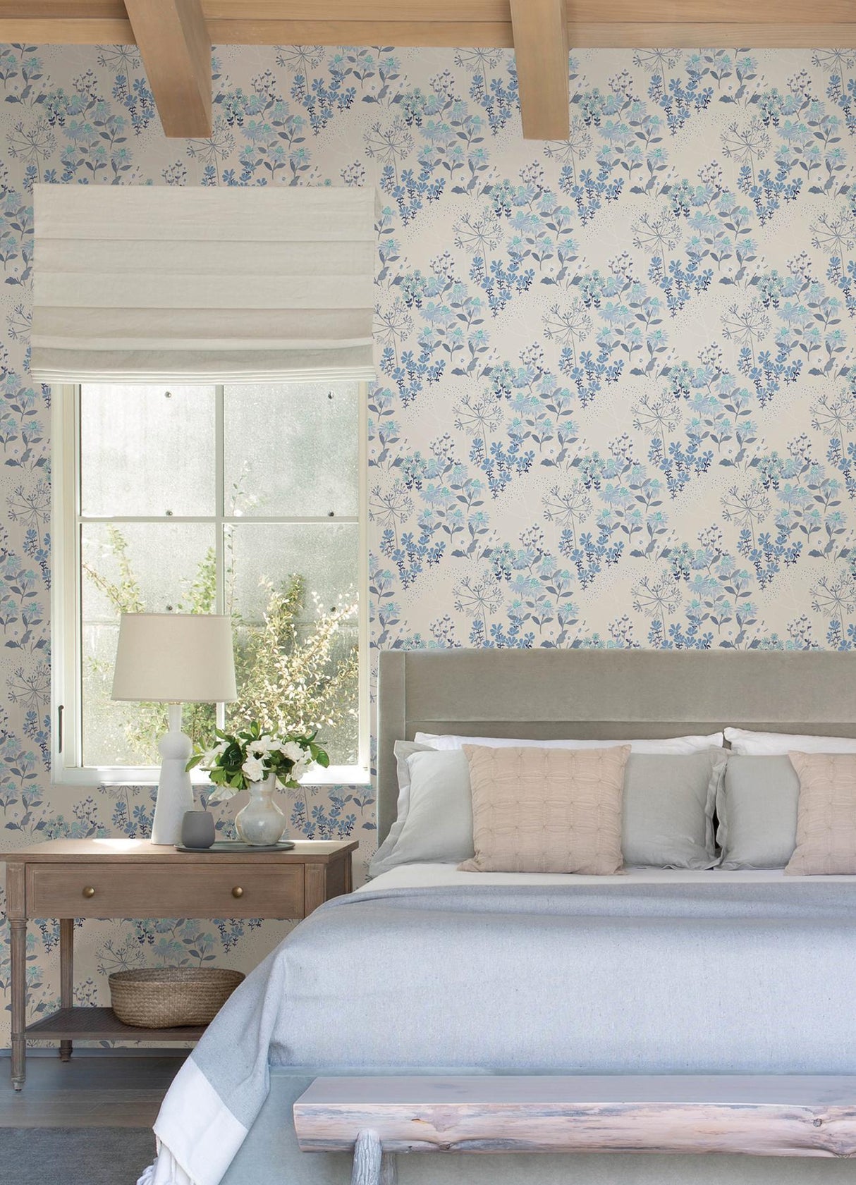 A-Street Prints Cultivate Blue Springtime Blooms Wallpaper