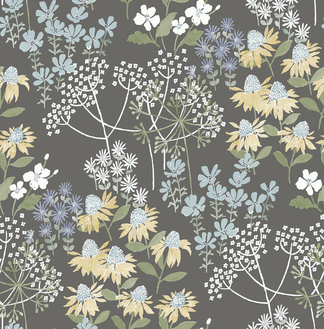 A-Street Prints Cultivate Grey Springtime Blooms Wallpaper