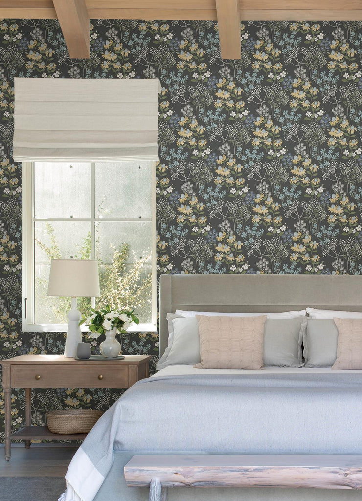 A-Street Prints Cultivate Grey Springtime Blooms Wallpaper
