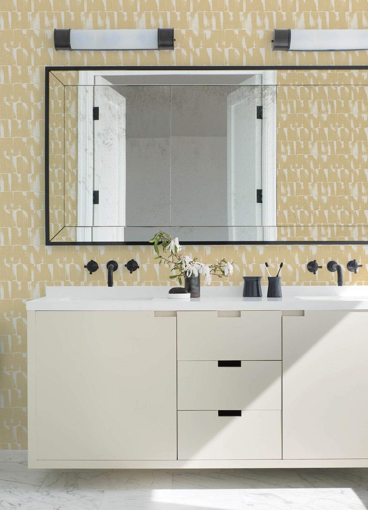 A-Street Prints Bancroft Gold Artistic Stripe Wallpaper