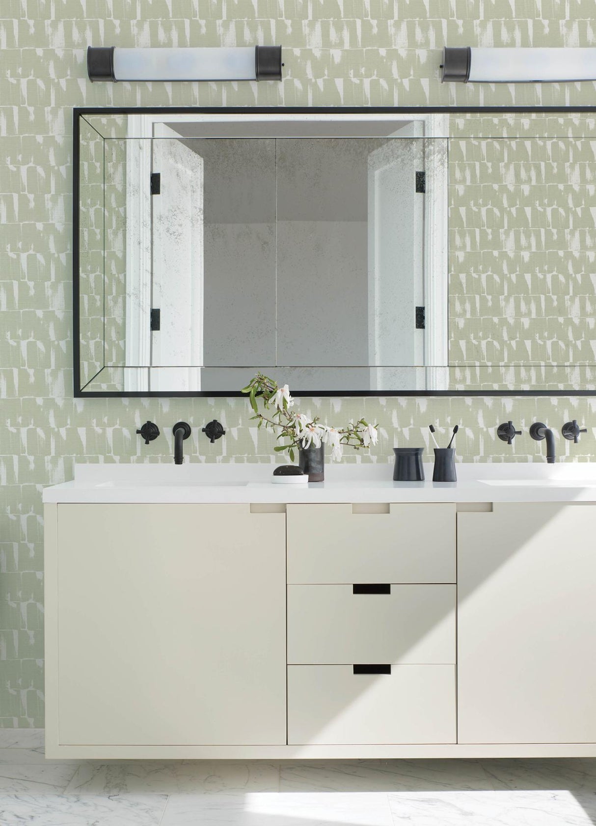 A-Street Prints Bancroft Sage Artistic Stripe Wallpaper