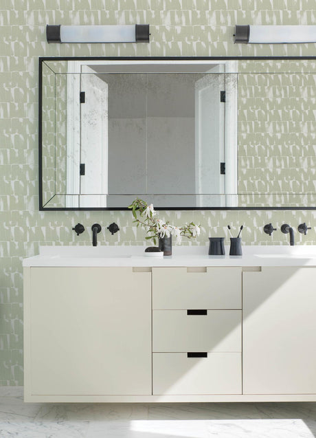 A-Street Prints Bancroft Sage Artistic Stripe Wallpaper