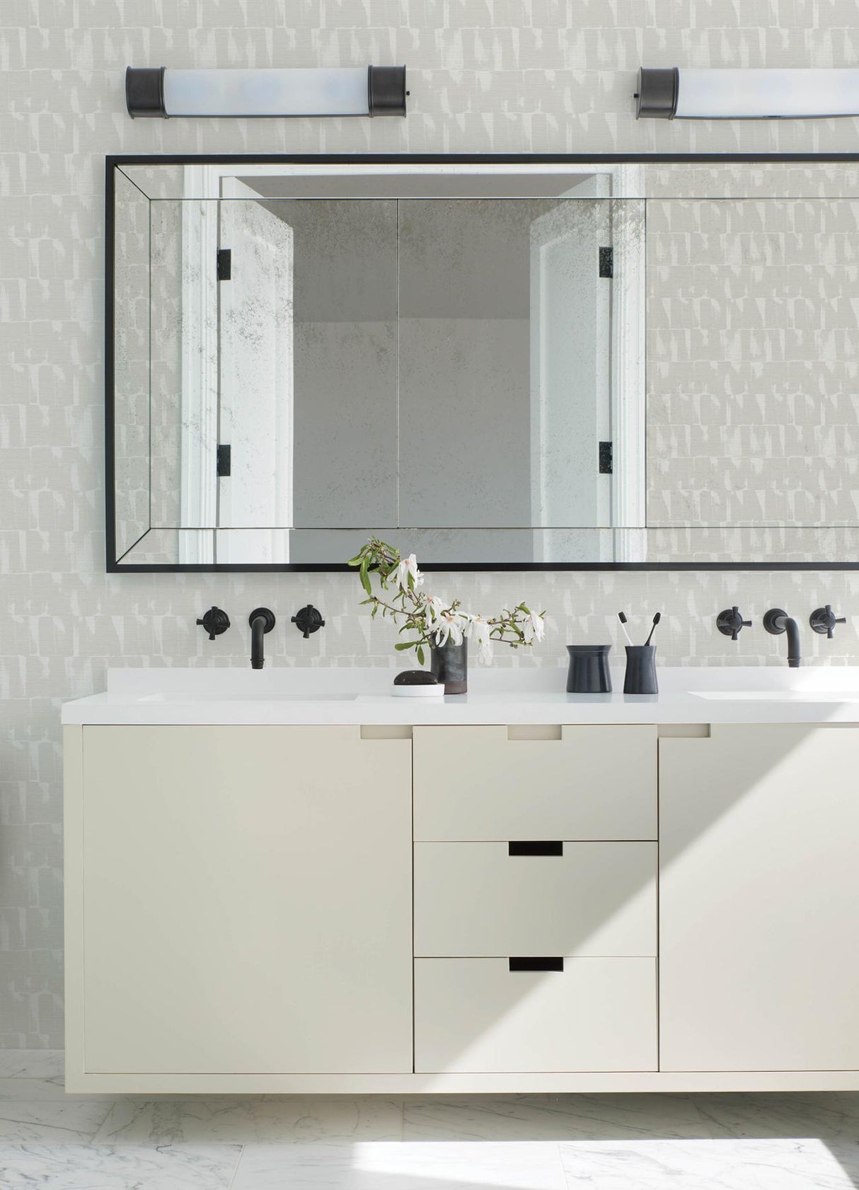 A-Street Prints Bancroft Dove Artistic Stripe Wallpaper