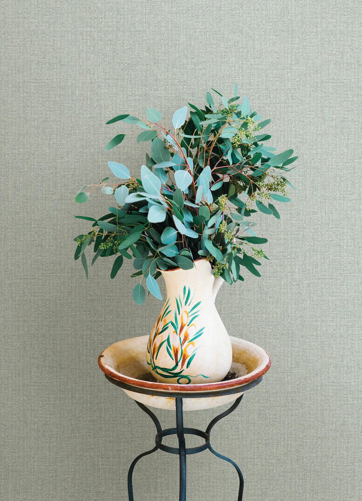 A-Street Prints Lawndale Sage Textured Pinstripe Wallpaper