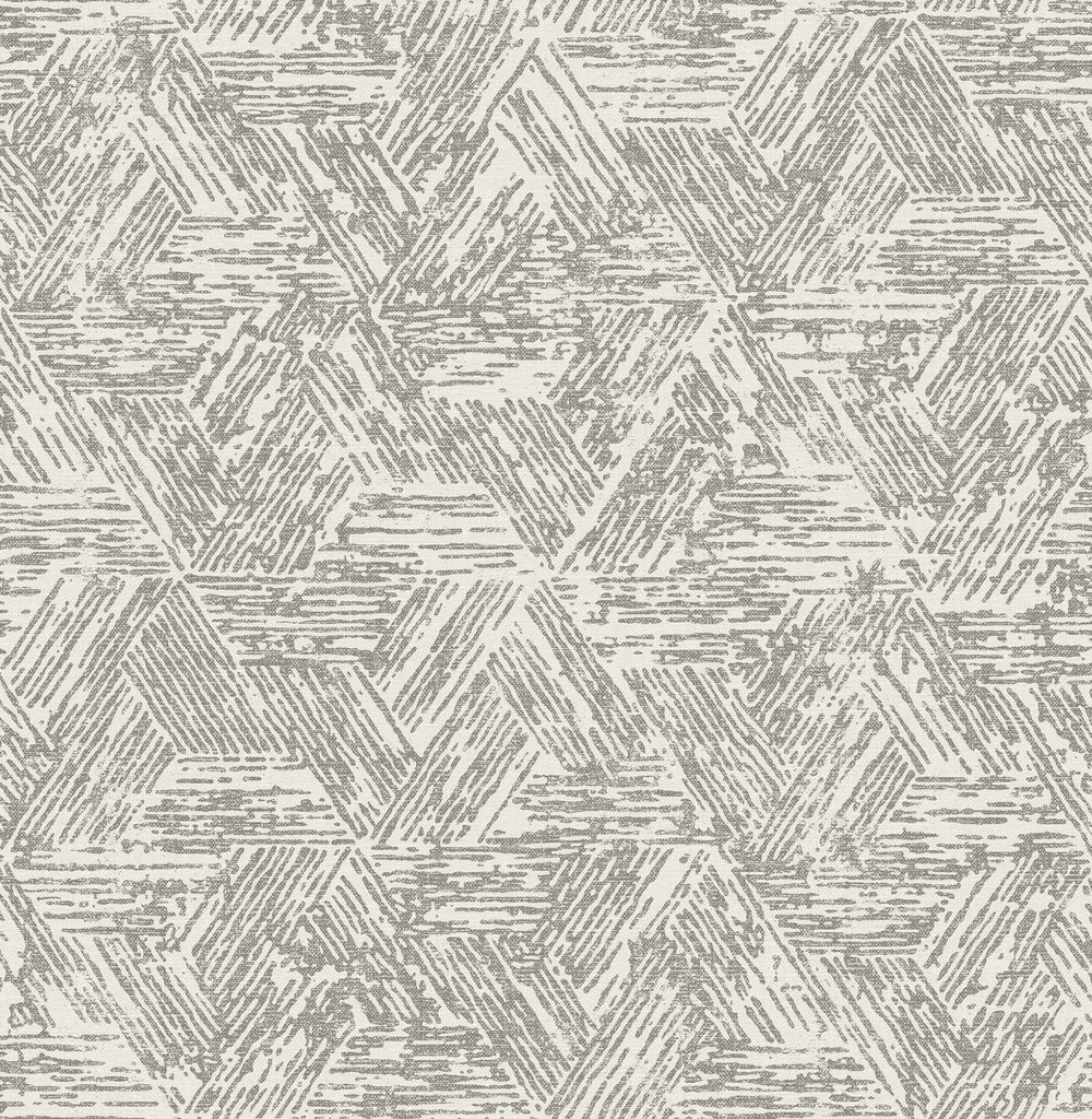A-Street Prints Retreat Charcoal Quilted Geometric Wallpaper