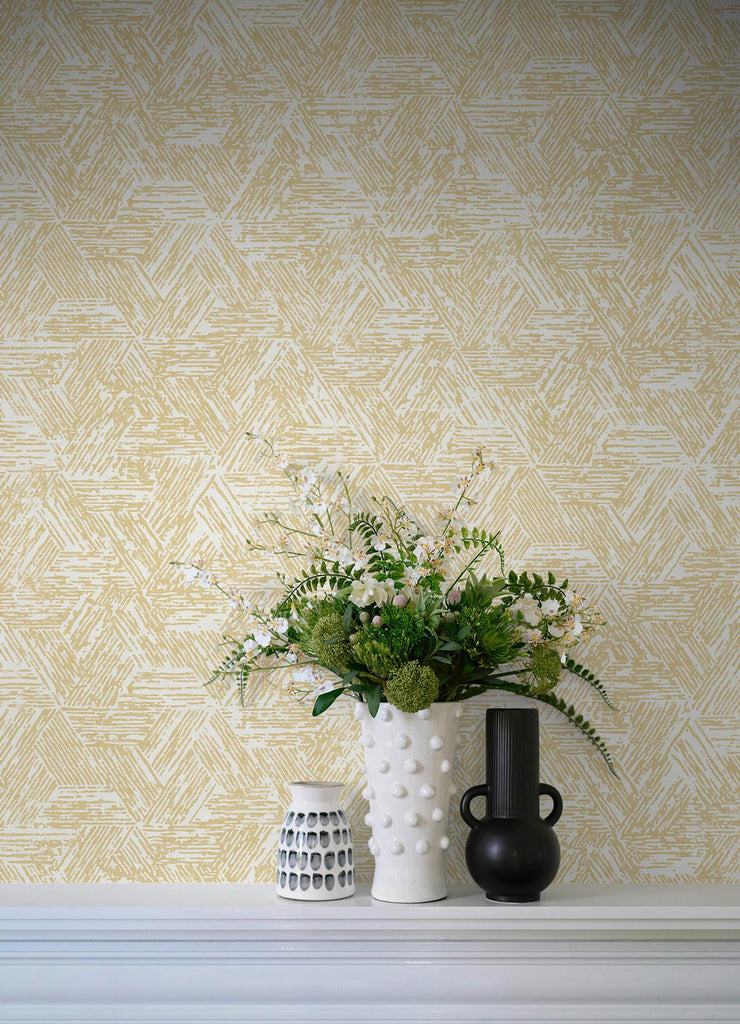 A-Street Prints Retreat Yellow Quilted Geometric Wallpaper