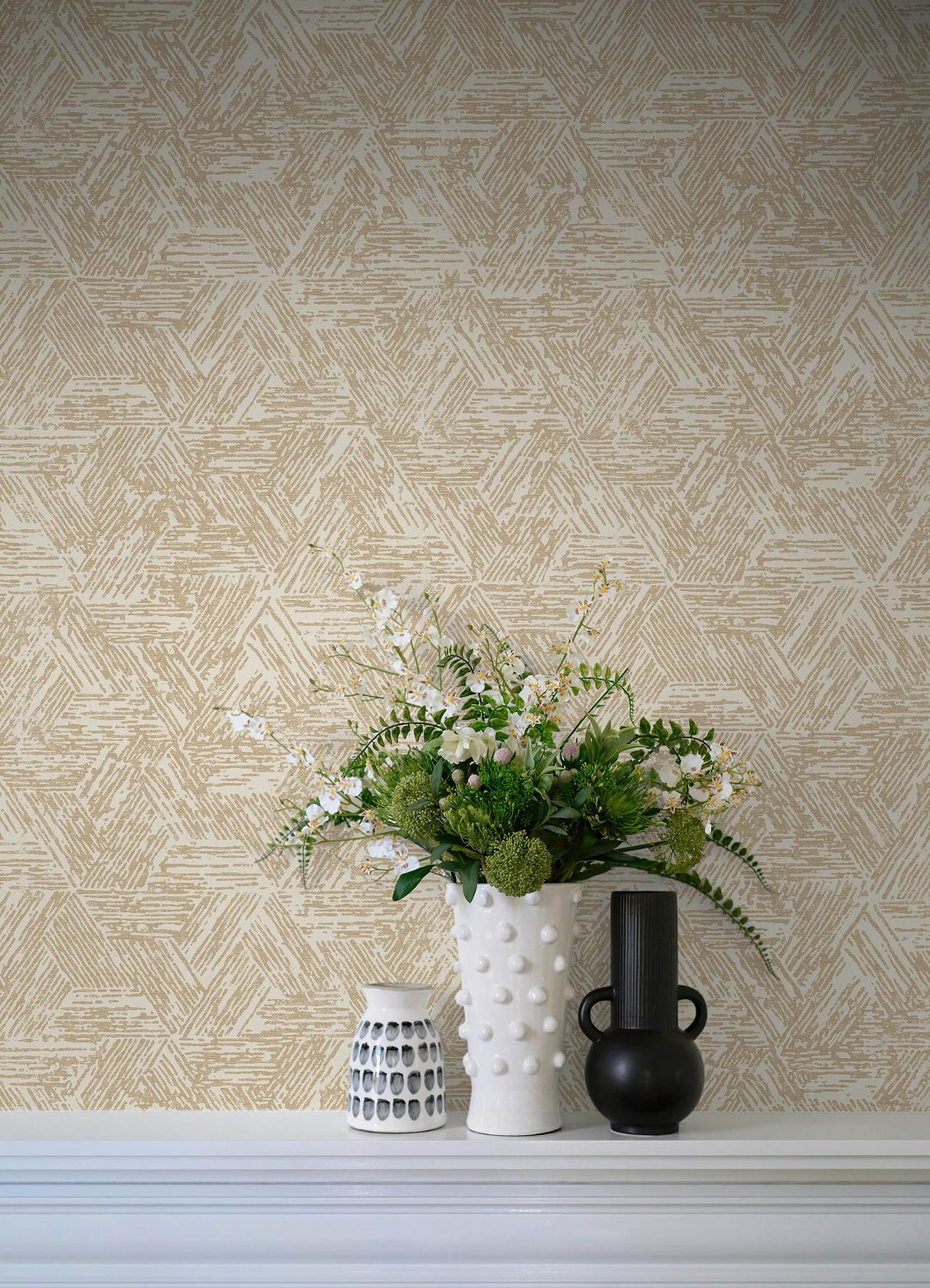A-Street Prints Retreat Light Brown Quilted Geometric Wallpaper