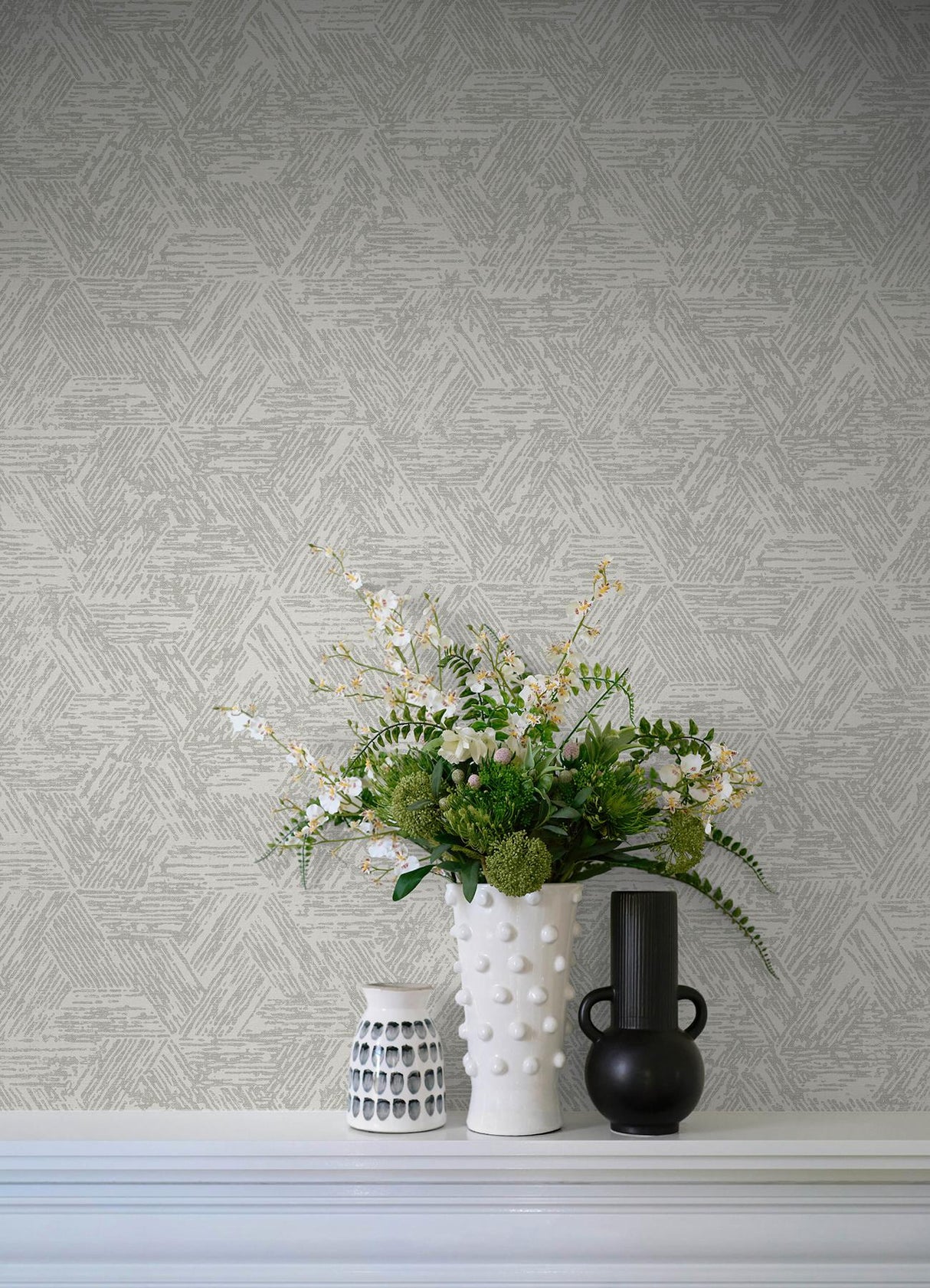 A-Street Prints Retreat Grey Quilted Geometric Wallpaper