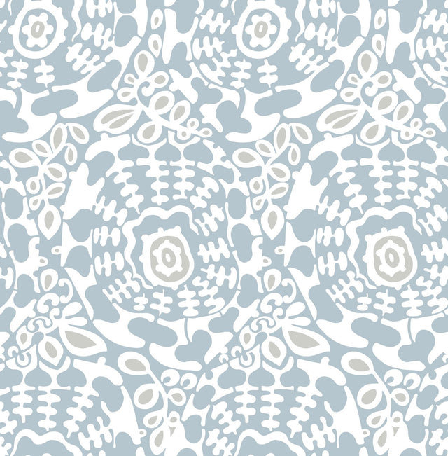 A-Street Prints Divine Light Blue Abstract Medallion Wallpaper