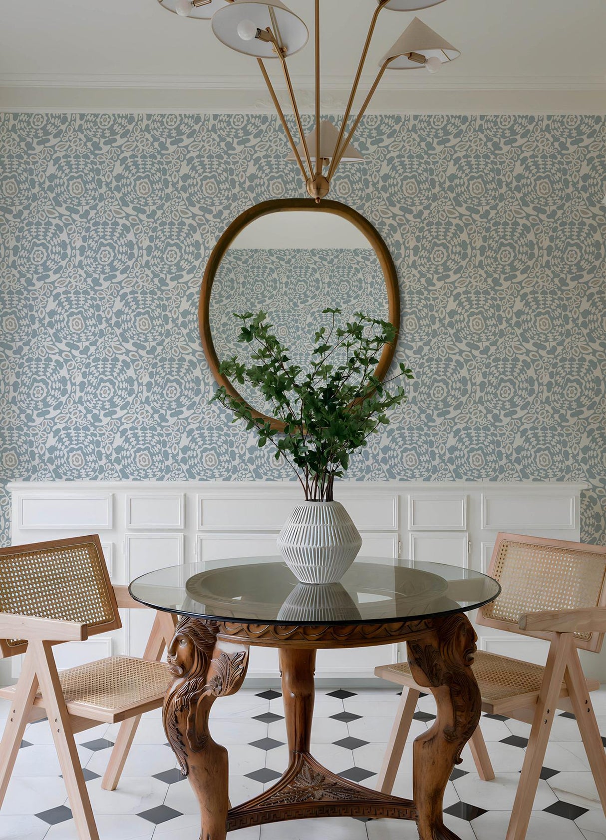 A-Street Prints Divine Light Blue Abstract Medallion Wallpaper