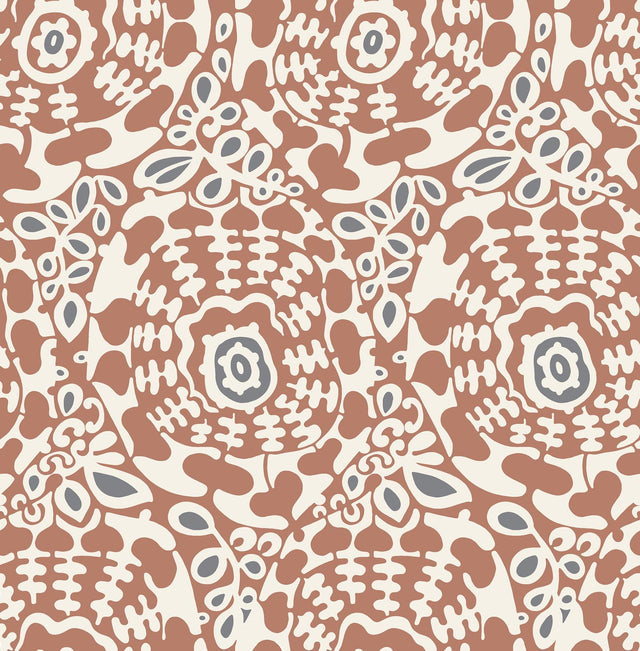 A-Street Prints Divine Rust Abstract Medallion Wallpaper