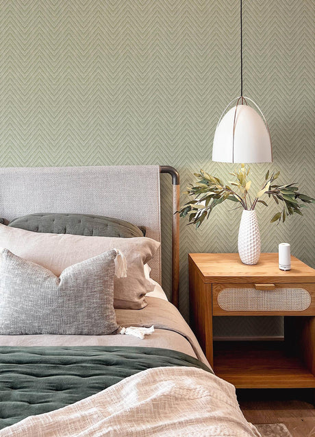 A-Street Prints Glynn Green Chevron Wallpaper