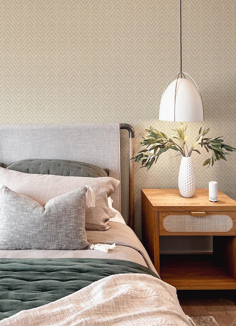 A-Street Prints Glynn Wheat Chevron Wallpaper