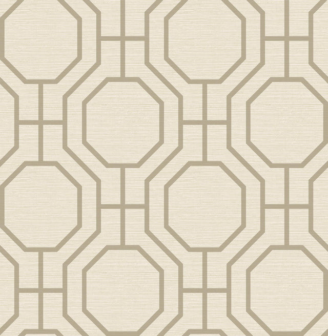 A-Street Prints Manor Taupe Geometric Trellis Wallpaper