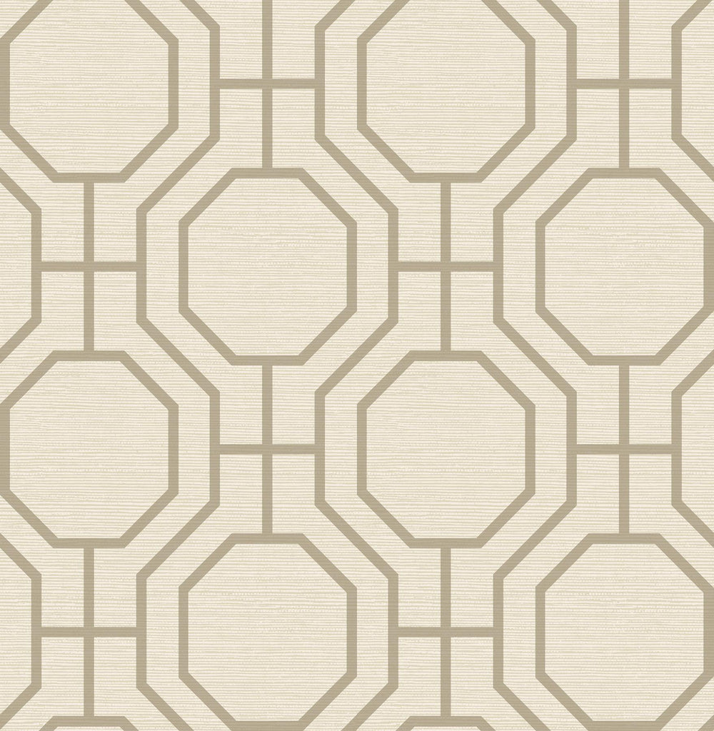 A-Street Prints Manor Taupe Geometric Trellis Wallpaper